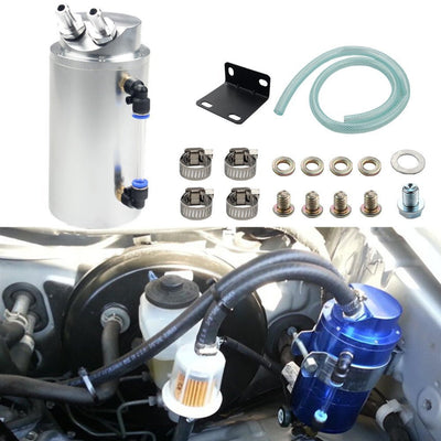 Universal Aluminum Oil Catch Can Type 1, 750ML, Silver