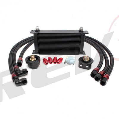Universal 19 Row Oil Cooler Kit with Oil Filter Relocation Kit (Bar & Plate Core)